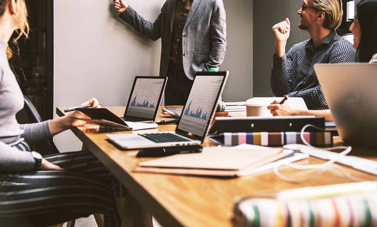 Business team implementing AI technology
